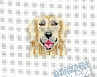 Light Colored Golden Retriever Needlepoint Canvas/Hand Painted Needlepoint Canvas/Tiny Dog Needlepoint Canvas
