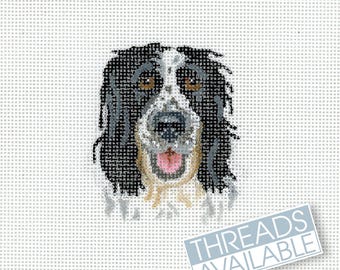 Cocker Spaniel Needlepoint Canvas/Black and White Dog Needlepoint / Hand Painted Needlepoint Canvas
