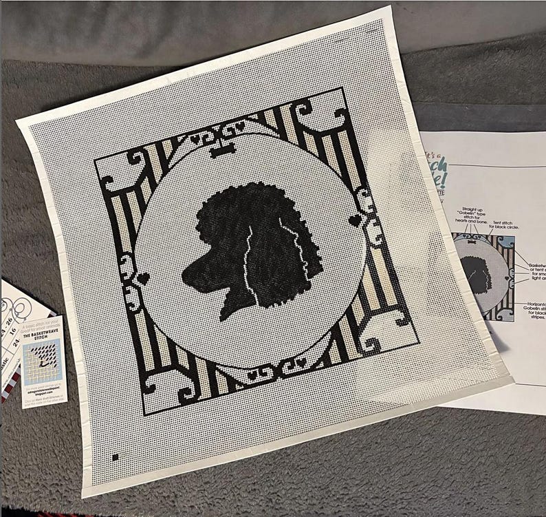 Needlepoint Dog Silhouette Canvas - Poodle image 3