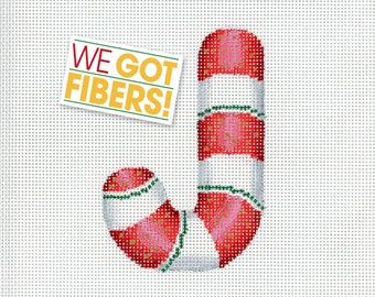 Needlepoint Monogram/Painted Needlepoint Canvas/Christmas Needlepoint/Needlepoint Chrismas Ornament/Candy Cane
