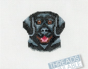 Black Labrador Retriever Needlepoint Canvas/Hand Painted Needlepoint Canvas/Tiny Dog Needlepoint Canvas