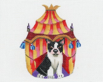 Hand Painted Needlepoint Dog Canvas - Boston Terrier