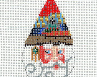 Hand Painted 13 mesh Needlepoint Santa Ornament - Wizard Santa