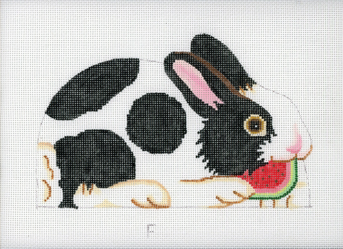 Needlepoint Handpainted Bunny Canvas Baby bunny front back Etsy