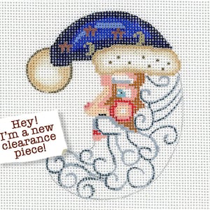 NEEDLEPOINT SALE/Santa Needlepoint/ Hand Painted Santa Needlepoint/Christmas Needlepoint