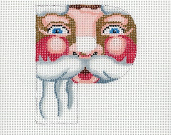 Needlepoint Santa Monogram / P / Hand Painted Needlepoint / Red and White