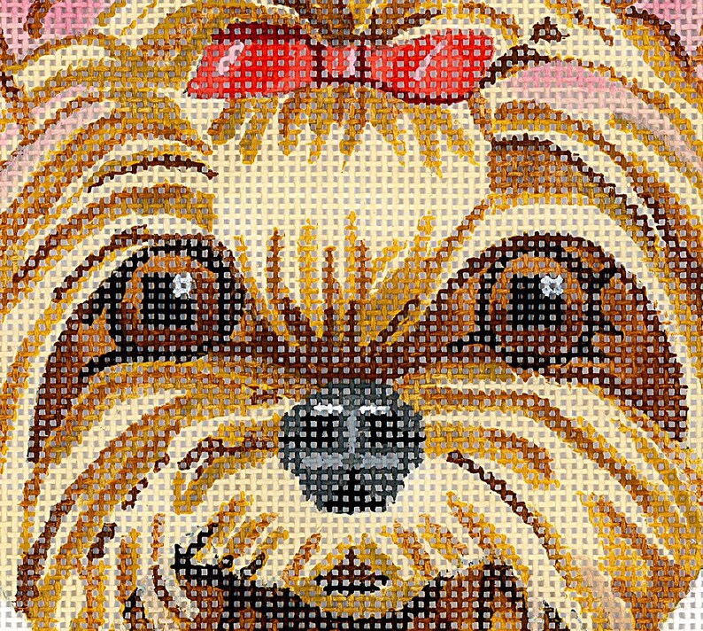 Needlepoint Dog Canvas Yorkshire Terrier Face Purse Etsy