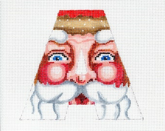Needlepoint Santa Monogram / A / Hand Painted Needlepoint / Red and White