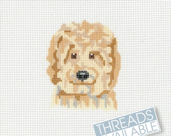 Goldendoodle Needlepoint Light Color / Dog Needlepoint Canvas / Hand Painted Needlepoint Canvas