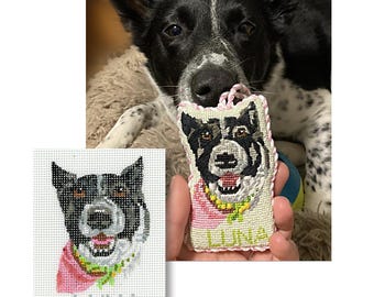 Small Custom Pet Portrait Needlepoint Canvas/Needlepoint Dog/Needlepoint Cat/Hand Painted Needlepoint Canvas