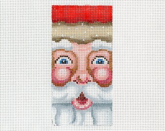 Needlepoint Santa Monogram / I / Hand Painted Needlepoint / Red and White