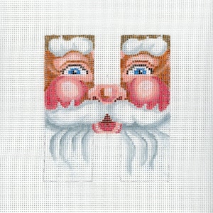 Needlepoint Santa Monogram / H / Hand Painted Needlepoint / Red and White