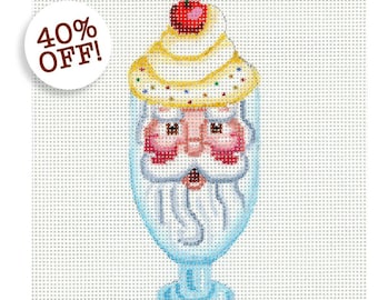 NEEDLEPOINT SALE/Santa Needlepoint/ Hand Painted Santa Needlepoint/Christmas Needlepoint