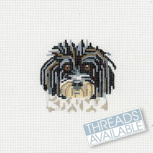 Havanese Dog Needlepoint Canvas/Hand Painted Needlepoint Canvas/Tiny Dog Needlepoint