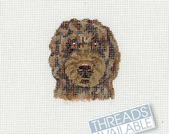 Goldendoodle Needlepoint  Brown Doodle  Dog Needlepoint Canvas Hand Painted Needlepoint Canvas