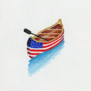 Patriotic Needlepoint Canvas Red, White and Blue Needlepoint American Flag Colors Needepoint Canoe