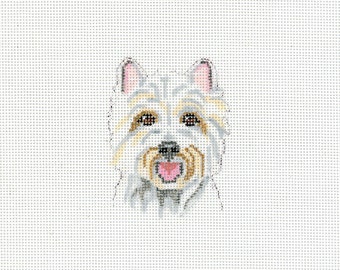 Westie Dog Needlepoint Canvas/Hand Painted Needlepoint Canvas/Tiny West Highland White Terrier