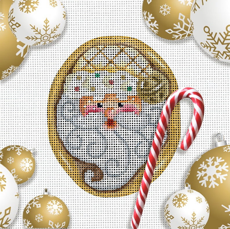 Santa Needlepoint / Painted Needlepoint / Hand Painted Santa - Etsy