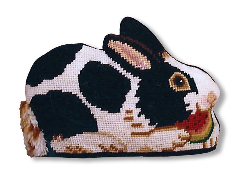 Needlepoint Handpainted Bunny Canvas Baby bunny front back Etsy