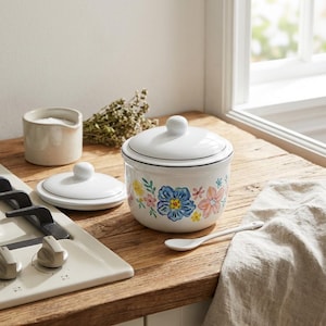 Ceramic Grease Container with Stainless Steel Strainer, 17 oz