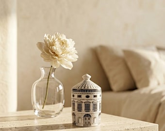 Ceramic Storage Jar  With Lid Candle Holder Cotton Swab Organizer