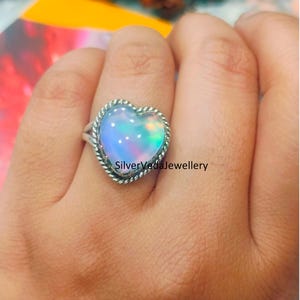 Aurora  Opal Gemstone Ring, 925 Sterling,ling Silver Ring, Handcraft Ring, Woman Ring, Lovely Ring, Beautiful Ring,