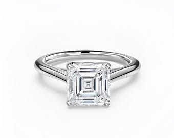 Asscher Cut Solitaire Engagement Ring – IGI Certified Lab Diamond, Wedding Ring, Propose Ring, Gift For Women, Gift For Her, Love Ring, Gift