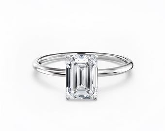 Emerald Cut Solitaire Engagement Ring, IGI Certified Lab Grown Diamond Wedding Ring, Anniversary Gift, Ring for Women, Propose Ring, Rings