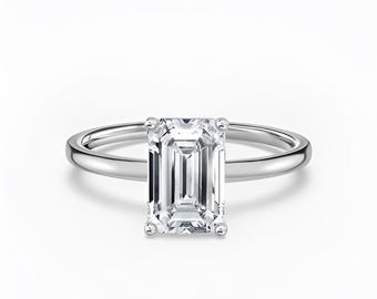 3.0 CT Emerald Cut Solitaire Engagement Ring, 14K White Gold, IGI Certified Lab Diamond, Anniversary Gift, Ring for Women, Propose Ring Gift