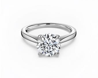 Round Solitaire Engagement Ring – IGI Certified Lab Diamond, Promise Ring for Women, Anniversary Gifts, Antique Diamond Ring, Unique Ring