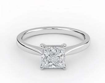 Princess Cut Solitaire Engagement Ring, IGI Certified Lab Diamond, Propose Ring, Vintage Ring, Anniversary Gift Ring for Women, Gift for Her
