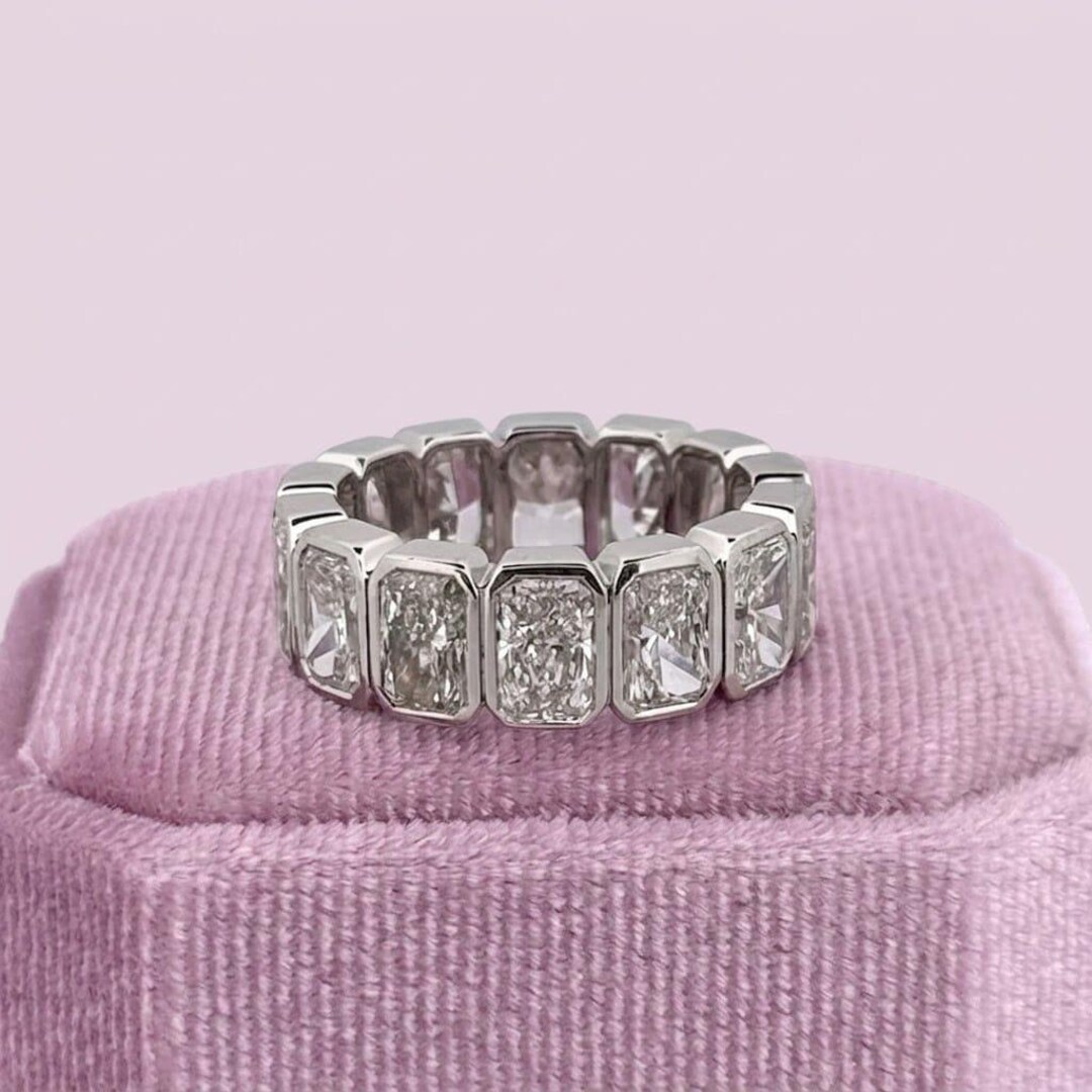 Radiant Cut Lab Grown Diamond Bezel Set Full Eternity Band | Stackable ...