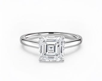 Asscher Cut Solitaire Engagement Ring, IGI Certified Lab Diamond, Low Price Ring, Ring for Women, Handmade Jewelry, Silver Rings, Gift Her