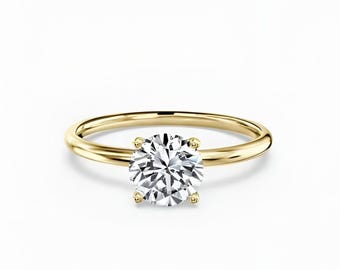 Round Solitaire Engagement Ring, 1-3 CT IGI Certified Lab Grown Diamond, Promise Ring for Women, Anniversary Gifts, Antique Diamond Ring