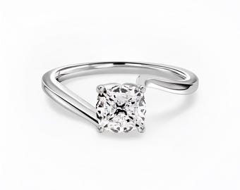 Cushion Cut Solitaire Engagement Ring | IGI Certified | Silver Band | mothers day gift | Christmas gift