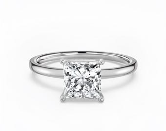 3.0 CT IGI Certified Princess Cut Lab Diamond Engagement Ring, Square Diamond, Promise Ring, Lab Grown Diamond Solitaire Engagement Ring