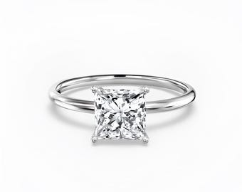 Princess Cut Solitaire Engagement Ring, IGI Certified Lab Diamond, Propose Ring, Vintage Ring, Anniversary Gift Ring for Women, Gift for Her