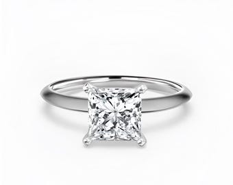 Princess Cut Solitaire Engagement Ring, IGI Certified Lab Diamond, Propose Ring, Vintage Ring, Anniversary Gift Ring for Women, Gift for Her