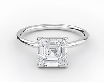 Asscher Cut Solitaire Engagement Ring, IGI Certified Lab Diamond, Gift For Women, Propose Ring, Gift For Her,Anniversary Gift Ring for Women