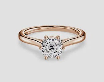 Anillo de compromiso solitario con diamante talla cojín, diamante de laboratorio certificado por IGI, anillo nupcial moderno, anillo de diamante cultivado en laboratorio, anillo solitario de plata, anillos