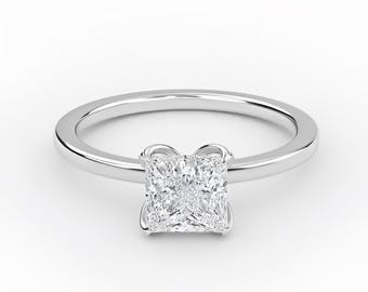 Princess Cut Solitaire Engagement Ring, IGI Certified Lab Grown Diamond Ring, Square Diamond, Promise Ring, Silver Ring, Gift for Her, Rings