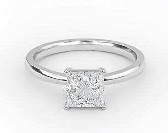 Princess Cut Solitaire Engagement Ring, IGI Certified Lab Diamond, Vintage Ring, Anniversary Gift Ring for Women, Gift for Her,Propose Ring