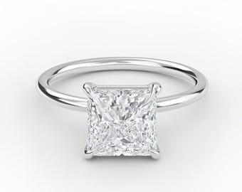 Princess Cut Solitaire Engagement Ring, IGI Certified Lab Diamond, Promise Ring, Vintage Ring, Anniversary Gift Ring for Women, Gift for Her
