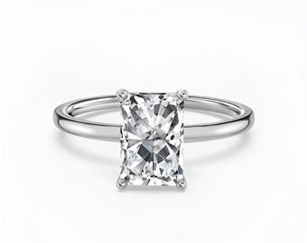 Radiant Solitaire Engagement Ring 14K White Gold, IGI Certified Lab Diamond, Vintage Ring, Wedding Ring for Her, Unique Ring, Popular Ring