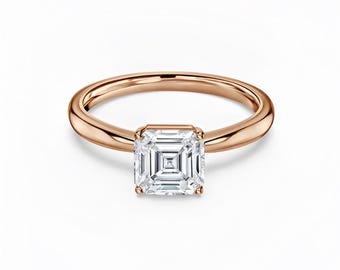 Asscher Solitaire Engagement Ring, IGI Certified Lab Diamond, Propose Ring, Vintage Ring, Anniversary Gift Ring for Women, Gift for Her