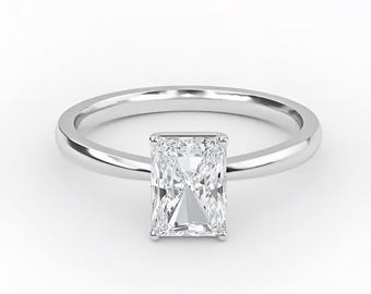Radiant Cut Solitaire Engagement Ring, IGI Certified Lab Diamond, Minimalist Ring, Anniversary Gift, Vintage Ring, Wedding Ring for Her,Ring