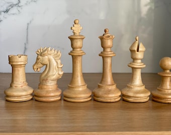 Ręcznie robione drewniane figury szachowe, ręcznie rzeźbiony zestaw szachowy Staunton, luksusowy prezent szachowy dla chłopaka i miłośników szachów, prezent na ukończenie szkoły