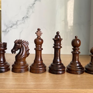 Hand Carved Wooden Chess Pieces 1, Staunton Style Chess Set, High Quality Chess, Luxury Wooden Chess, Gift for Father, Handmade Gift