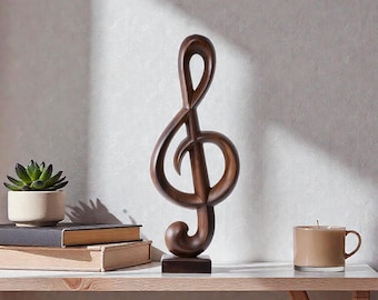 Spersonalizowany prezent z nutami z drewna, ręcznie rzeźbiona rzeźba muzyczna, ręcznie robiony prezent dla miłośnika muzyki, wyjątkowa dekoracja muzyczna