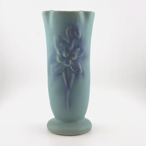 Van Briggle Pottery Turquoise Blue Matte Floral Vase Colorado Springs 15 31